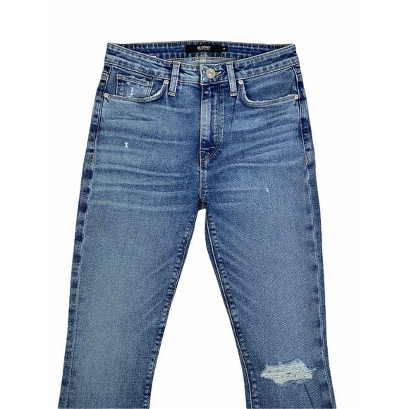 Hudson Womens Barbara High Rise Distressed Blue Denim Super Skinny‎ Jeans SZ 25 - Picture 3 of 11